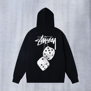 Stussy Black Hoodie with White Dice Graphic